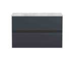 Hudson Reed Urban Wall Hung 2 Drawer Vanity & Laminate Worktop, 800Mm - Soft Black/Bellato Grey