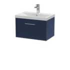 Hudson Reed Juno 600Mm Wall Hung Single Drawer Vanity & Basin 3 - Midnight Blue