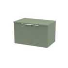 Hudson Reed Fluted 600Mm Wall Hung Single Drawer Vanity And Worktop - Satin Green