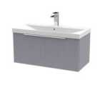 Hudson Reed Fluted 800Mm Wall Hung Single Drawer Vanity And Thin-edge Basin - Satin Grey