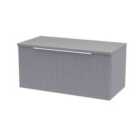 Hudson Reed Fluted 800Mm Wall Hung Single Drawer Vanity And Worktop - Satin Grey