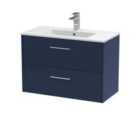 Hudson Reed Juno 800Mm Wall Hung 2-drawer Vanity & Basin 2 - Midnight Blue