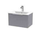 Hudson Reed Fluted 600Mm Wall Hung Single Drawer Vanity And Minimalist Basin - Satin Grey