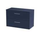 Hudson Reed Juno 800Mm Wall Hung 2-drawer Vanity & Worktop - Midnight Blue