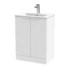 Hudson Reed Fluted 600Mm Floor Standing 2-door Vanity And Minimalist Basin - Satin White