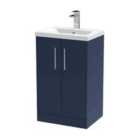 Hudson Reed Juno 500Mm Floor Standing 2-door Vanity & Basin 1 - Midnight Blue