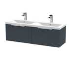 Hudson Reed Fluted 1200Mm Wall Hung 2-drawer Vanity And Double Basin - Soft Black