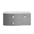 Hudson Reed Sarenna Wall Hung Right Hand 2 Drawer 1 Door Vanity Unit With Grey Marble Top 1000Mm - Dove Grey