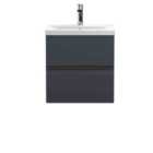 Hudson Reed Urban Wall Hung 2 Drawer Vanity & Mid-edge Ceramic Basin, 500Mm - Soft Black