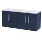 Hudson Reed Juno 1200Mm Wall Hung 4-door Vanity & Laminate Worktop - Midnight Blue
