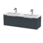 Hudson Reed Fluted 1200Mm Wall Hung 2-drawer Vanity And Double Basin - Soft Black