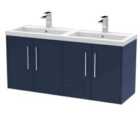 Hudson Reed Juno 1200Mm Wall Hung 4-door Vanity & Double Basin - Midnight Blue