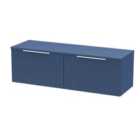 Hudson Reed Fluted 1200Mm Wall Hung 2-drawer Vanity And Worktop - Satin Blue