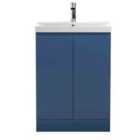 Hudson Reed Urban Floor Standing 2 Door Vanity Unit With Thin-edge Basin 600Mm - Satin Blue