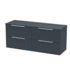 Hudson Reed Fluted 1200Mm Wall Hung 4-drawer Vanity And Worktop - Soft Black