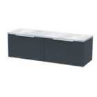 Hudson Reed Fluted 1200Mm Wall Hung 2-drawer Vanity & Laminate Worktop - Soft Black