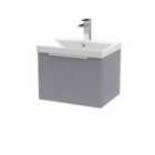 Hudson Reed Fluted 500Mm Wall Hung Single Drawer Vanity And Thin-edge Basin - Satin Grey