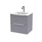 Hudson Reed Fluted 500Mm Wall Hung 2-drawer Vanity And Minimalist Basin - Satin Grey