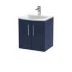 Hudson Reed Juno 500Mm Wall Hung 2-door Vanity & Basin 4 - Midnight Blue