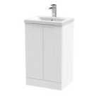 Hudson Reed Fluted 500Mm Floor Standing 2-door Vanity And Mid-edge Basin - Satin White
