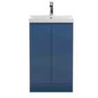 Hudson Reed Urban Floor Standing 2 Door Vanity Unit With Thin-edge Basin 500Mm - Satin Blue