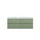 Hudson Reed Urban 1200Mm Wall Hung 4-drawer Unit & Laminate Worktop - Satin Green