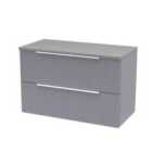 Hudson Reed Fluted 800Mm Wall Hung 2-drawer Vanity And Worktop - Satin Grey