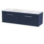 Hudson Reed Juno 1200Mm Wall Hung 2-drawer Vanity & Laminate Worktop - Midnight Blue