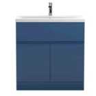 Hudson Reed Urban Floor Standing 2 Door 1 Drawer Vanity Unit With Mid-edge Basin 800Mm - Satin Blue