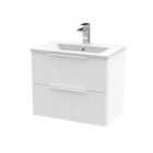 Hudson Reed Fluted 600Mm Wall Hung 2-drawer Vanity And Minimalist Basin - Satin White