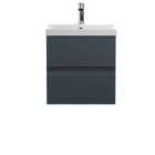 Hudson Reed Urban Wall Hung 2 Drawer Vanity & Thin-edge Ceramic Basin, 500Mm - Soft Black