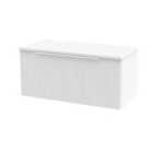 Hudson Reed Fluted 800Mm Wall Hung Single Drawer Vanity And Worktop - Satin White