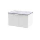 Hudson Reed Fluted 600Mm Wall Hung Single Drawer Vanity And Laminate Top - Satin White