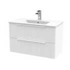 Hudson Reed Fluted 800Mm Wall Hung 2-drawer Vanity And Minimalist Basin - Satin White