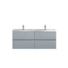 Hudson Reed Urban 1200Mm Wall Hung 4-drawer Vanity & Double Polymarble Basin - Satin Grey