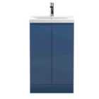 Hudson Reed Urban Floor Standing 2 Door Vanity Unit With Mid-edge Basin 500Mm - Satin Blue