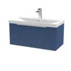 Hudson Reed Fluted 800Mm Wall Hung Single Drawer Vanity And Thin-edge Basin - Satin Blue