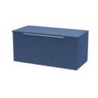 Hudson Reed Fluted 800Mm Wall Hung Single Drawer Vanity And Worktop - Satin Blue