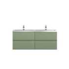 Hudson Reed Urban 1200Mm Wall Hung 4-drawer Vanity And Double Basin - Satin Green