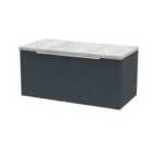 Hudson Reed Fluted 800Mm Wall Hung Single Drawer Vanity And Laminate Top - Soft Black
