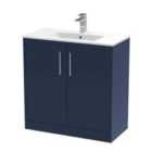 Hudson Reed Juno 800Mm Floor Standing 2-door Vanity & Basin 2 - Midnight Blue