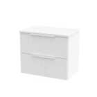 Hudson Reed Fluted 600Mm Wall Hung 2-drawer Vanity And Worktop - Satin White