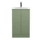 Hudson Reed Urban 500Mm Floor Standing 2-door Vanity And Minimalist Basin 1 Tap Hole - Satin Green