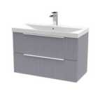 Hudson Reed Fluted 800Mm Wall Hung 2-drawer Vanity And Thin-edge Basin - Satin Grey
