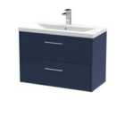 Hudson Reed Juno 800Mm Wall Hung 2-drawer Vanity & Basin 1 - Midnight Blue