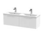 Hudson Reed Fluted 1200Mm Wall Hung 2-drawer Vanity And Double Basin - Satin White