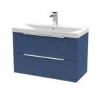 Hudson Reed Fluted 800Mm Wall Hung 2-drawer Vanity And Thin-edge Basin - Satin Blue