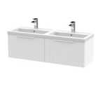 Hudson Reed Fluted 1200Mm Wall Hung 2-drawer Vanity And Double Basin - Satin White