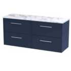Hudson Reed Juno 1200Mm Wall Hung 4-drawer Vanity & Laminate Worktop - Midnight Blue