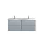 Hudson Reed Urban 1200Mm Wall Hung 4-drawer Vanity & Double Ceramic Basin - Satin Grey